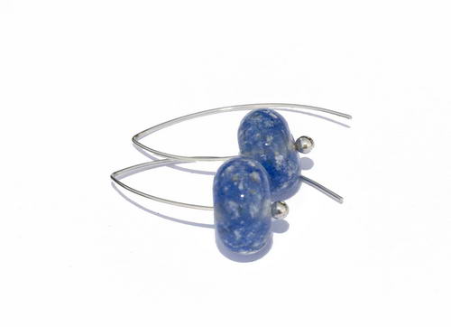 Oorbellen V haak blauw
